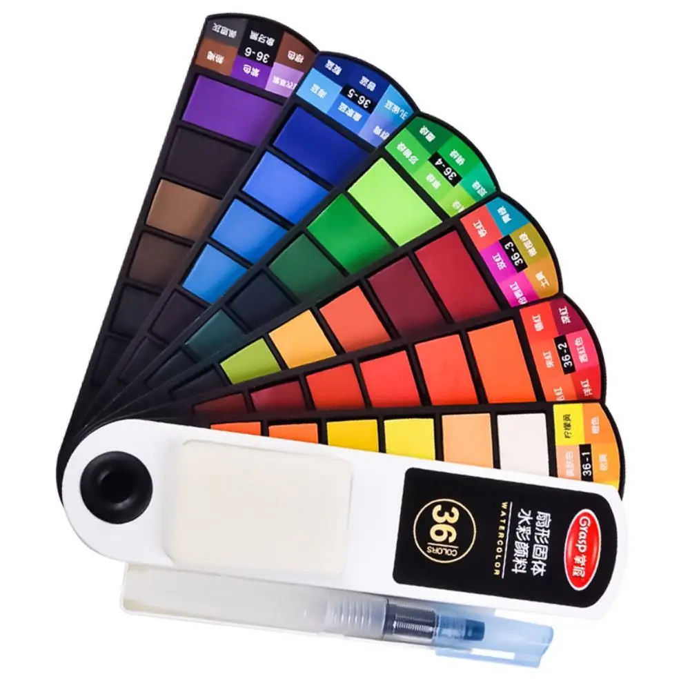 Portable Folding Watercolor Paint Set with Water Brush Pen 18/24/36/42 Colors Watercolor Pigment Solid Oil Painting Kit Students