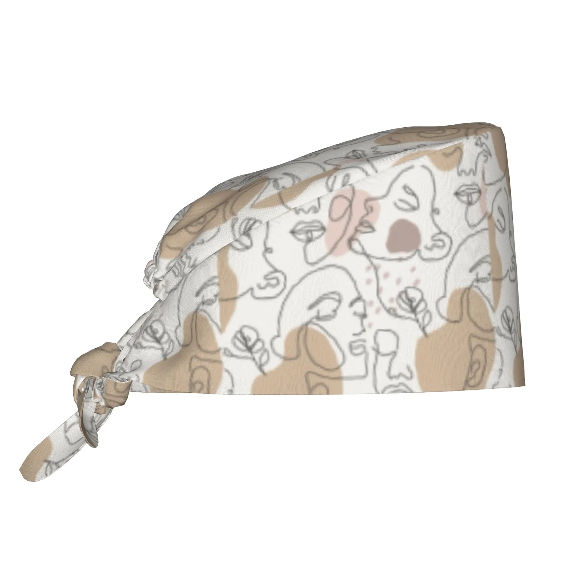 Custom Abstract Face Scrubs Cap Surgical Hats Men Women  Operating Room Cap Operator Hats Lab Works Hat