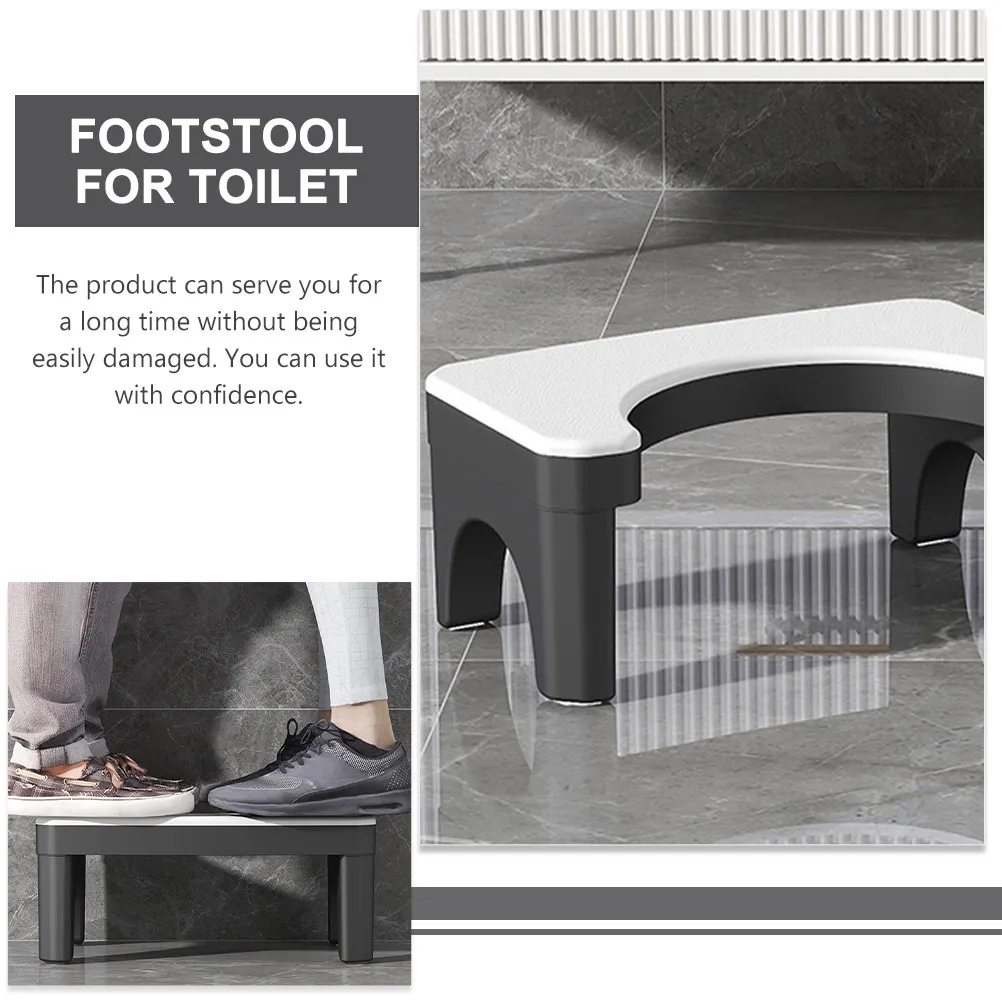 Thickened Bathroom Footstool PP Material Sturdy Squatting Toilet Step Stool Anti-Slip Compact Potty Stool for Adults Home Use