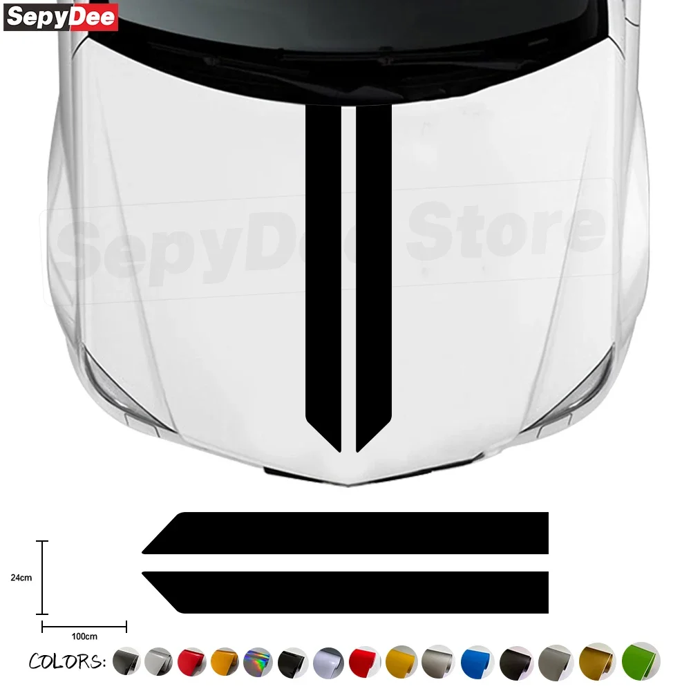 

2 шт., универсальные полосы, графические наклейки на капот автомобиля, наклейки на кузов, крышка двигателя, декор, виниловая пленка, наклейки, аксессуары для тюнинга автомобиля