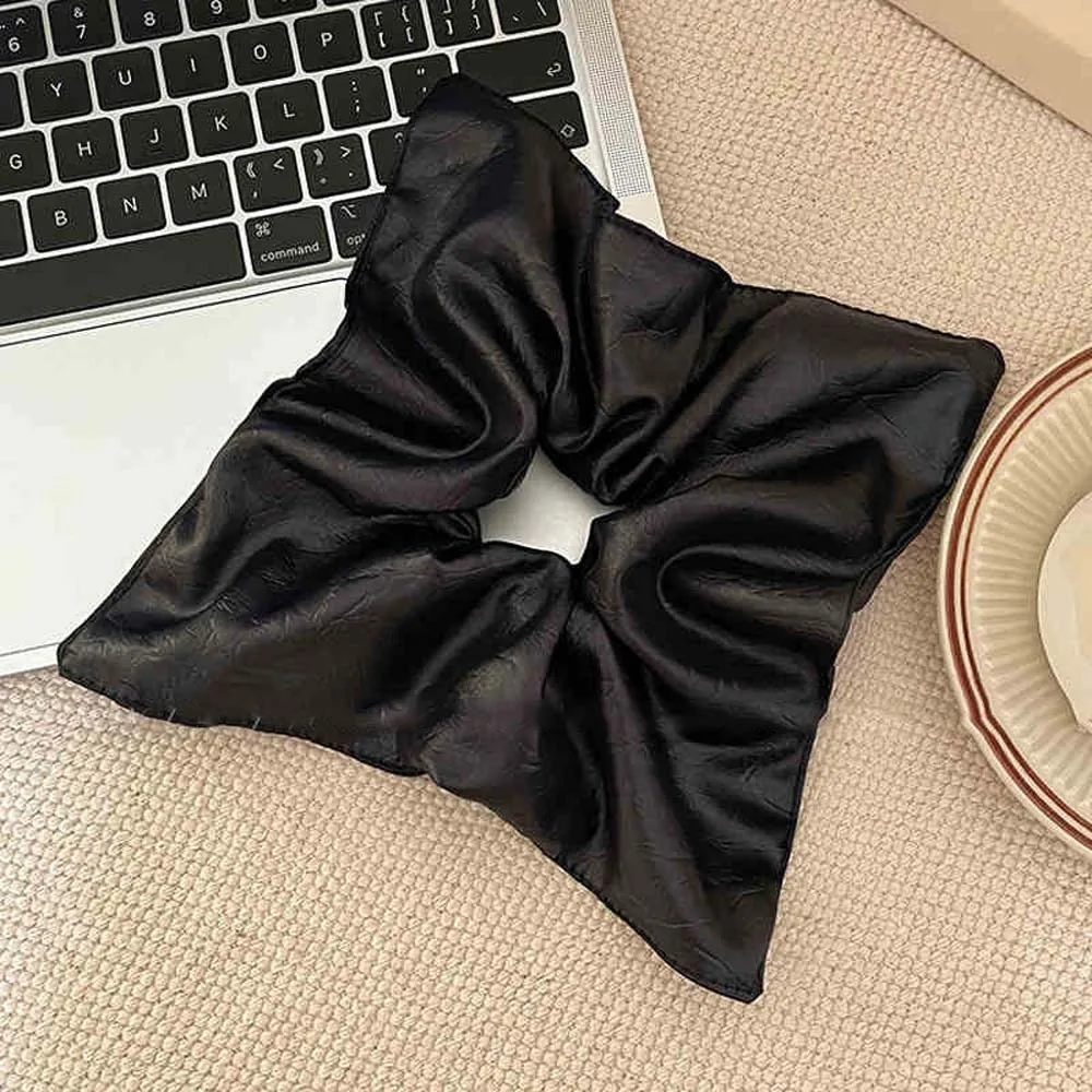 Квадратная кожаная резинка для волос в корейском стиле, плиссированная эластичная резинка для волос с толстой кишкой, однотонная мягкая резинка для волос из искусственной кожи, подарки