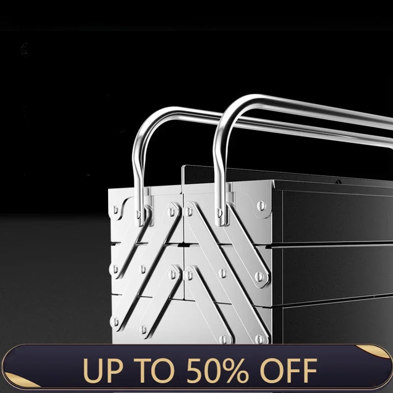 Organizer Tool Box Mechanic Storage Stainless Tool Box Professional Metal Suitcase Waterproof Case Parts Garage Accessories