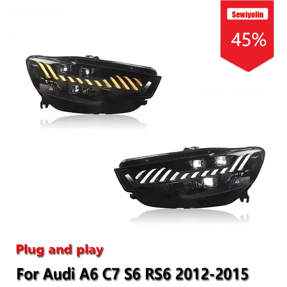 

Автомобильные светодиодные фары Sewiyolin в сборе для Audi A6 C7 S6 RS6 2012-2015, противотуманные фары DRL, стоп-сигналы поворота Plug and Play