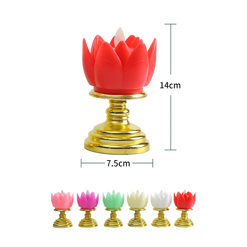 LED Lotus Light แบตเตอรี่ดําเนินการสีสันสดใสแสงธรรมชาติพระพุทธรูปโคมไฟสวดมนต์ Flicker เทียน LED โคมไฟชาตกแต่งวัด