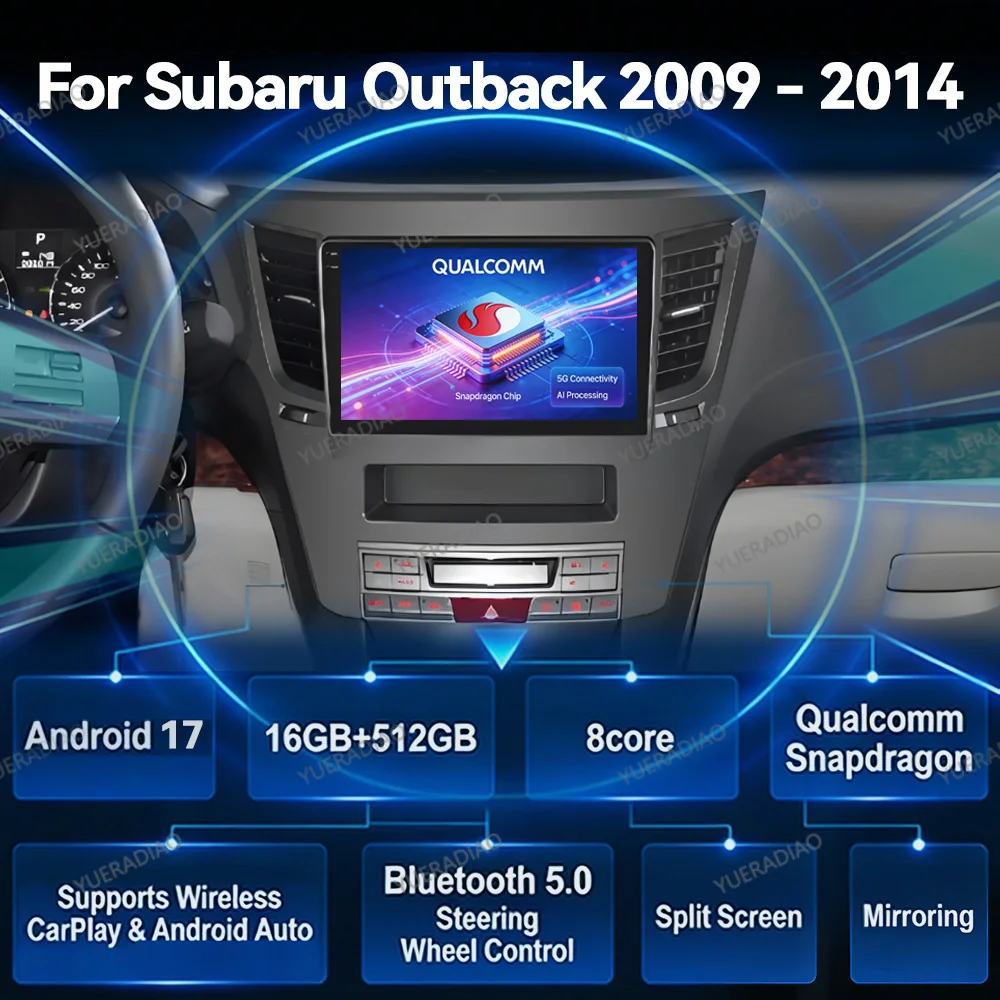 Android 17 Car Radio For Subaru Outback 4 BR Legacy 5 2009 - 2014 Bluetooth Car Radios 4G WIFI GPS NAVI SWC Carplay Automotive