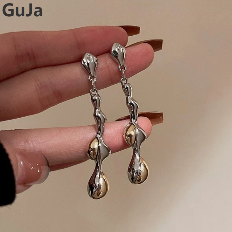 

Bilandi 925 Silver Needle Fashion Jewelry Metal Splicing Color Drop Earrings For Women 2022 New Trend Celebration Gifts
