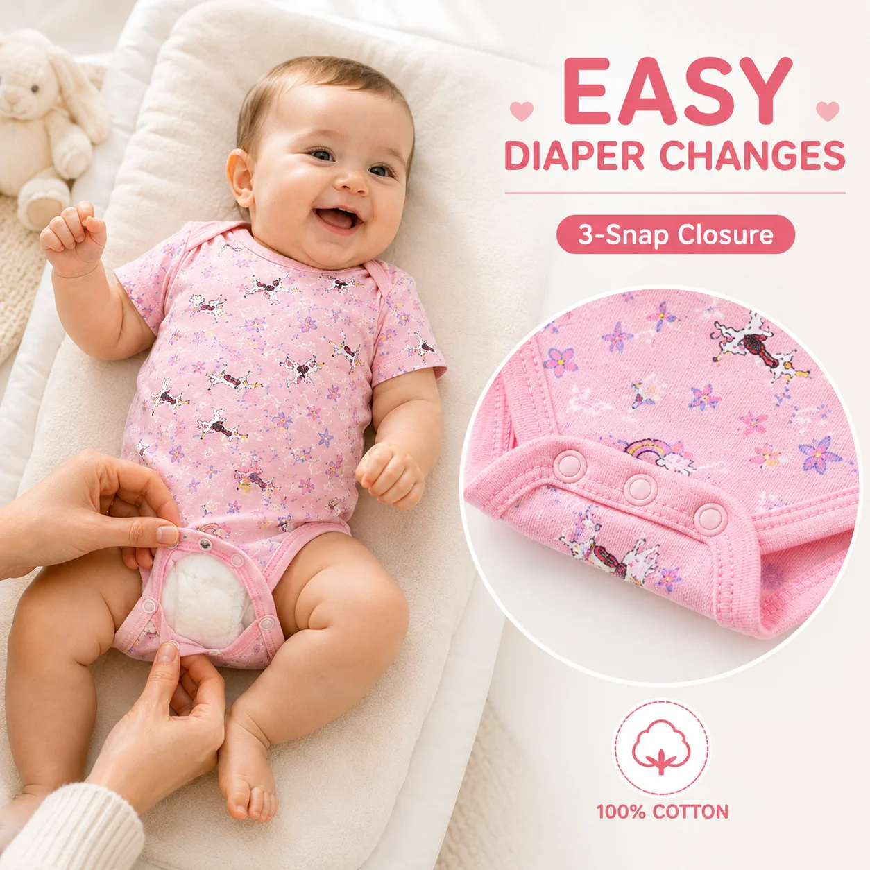 10 Piezas de Bodies para Bebé Niña, de Algodón, Manga Corta, con Estampados Lindos, Ropa para Recién Nacidos de 0 a 12 Meses