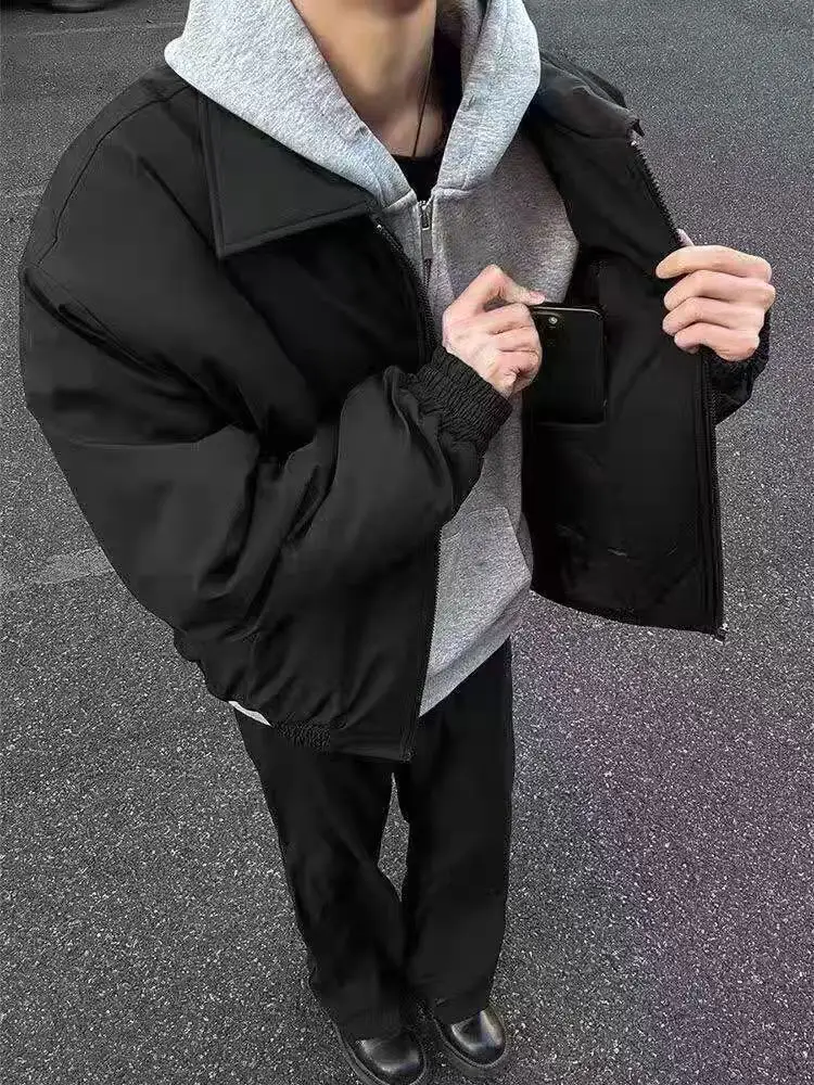 

American Sle Vintage Spring Autumn Loose Fit Men's Jaet Coat Cotton Outerwear Casual Windproof Zipper ort Svel