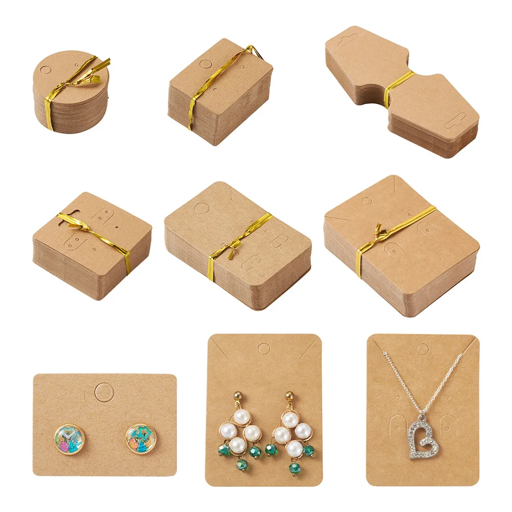 

300pcs Earring Display Cards Blank Kraft Paper Tags Mixed Cactus Cat Pineapple Tree Shape for Ear Studs Earrings Jewelry Display