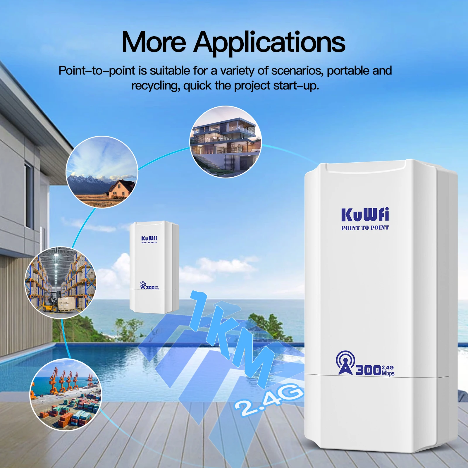 KuWFi 2.4G Wireless Bridge 300Mbps Router Point to Point 1KM Outdoor Long Range Repeater/Wifi Signal Amplifier For Camera