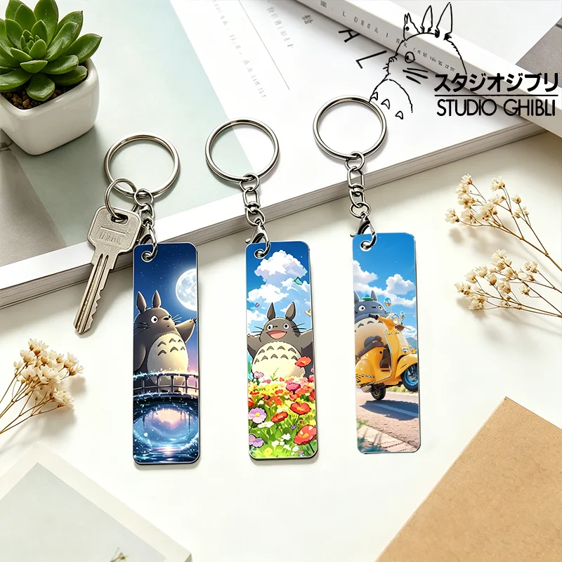 My Neighbor Totoro Key Fobs Creative Manga Keys Tags Cartoon Double-side Print Keychains Women Cute Bag Decorate Men Car Keyring