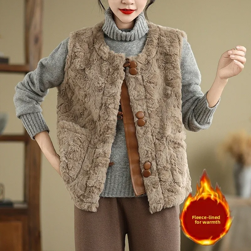 Colete F Sem Mangas de Tamanho ande, Leve e Quente para Outono e Inverno, Estilo Casual, Gola Redonda, Botão Único, ...