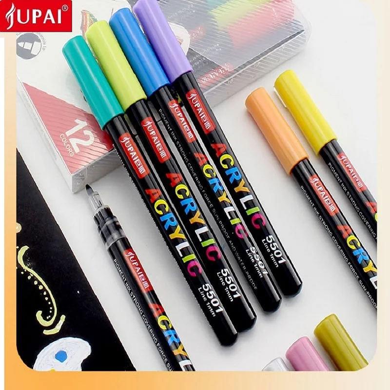 Jupai 1ชิ้นอะคริลิคปากกามาร์คเกอร์ plumones 24สีเครื่องเขียนผ้าแก้วเซรามิกกราฟฟิตีกันน้ำ