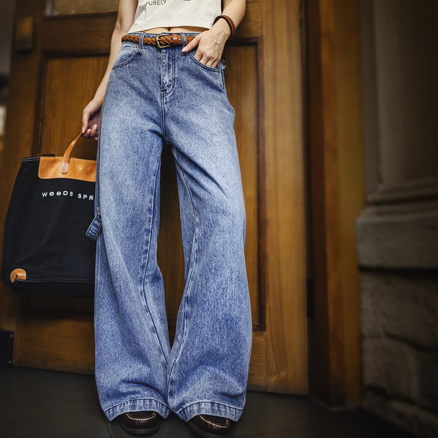 Maden Men's Vintage Washed Denim Jeans Loose Straight Carpenter Pants Retro Wide Leg Baggy Jeans Work Trousers Autumn Wear