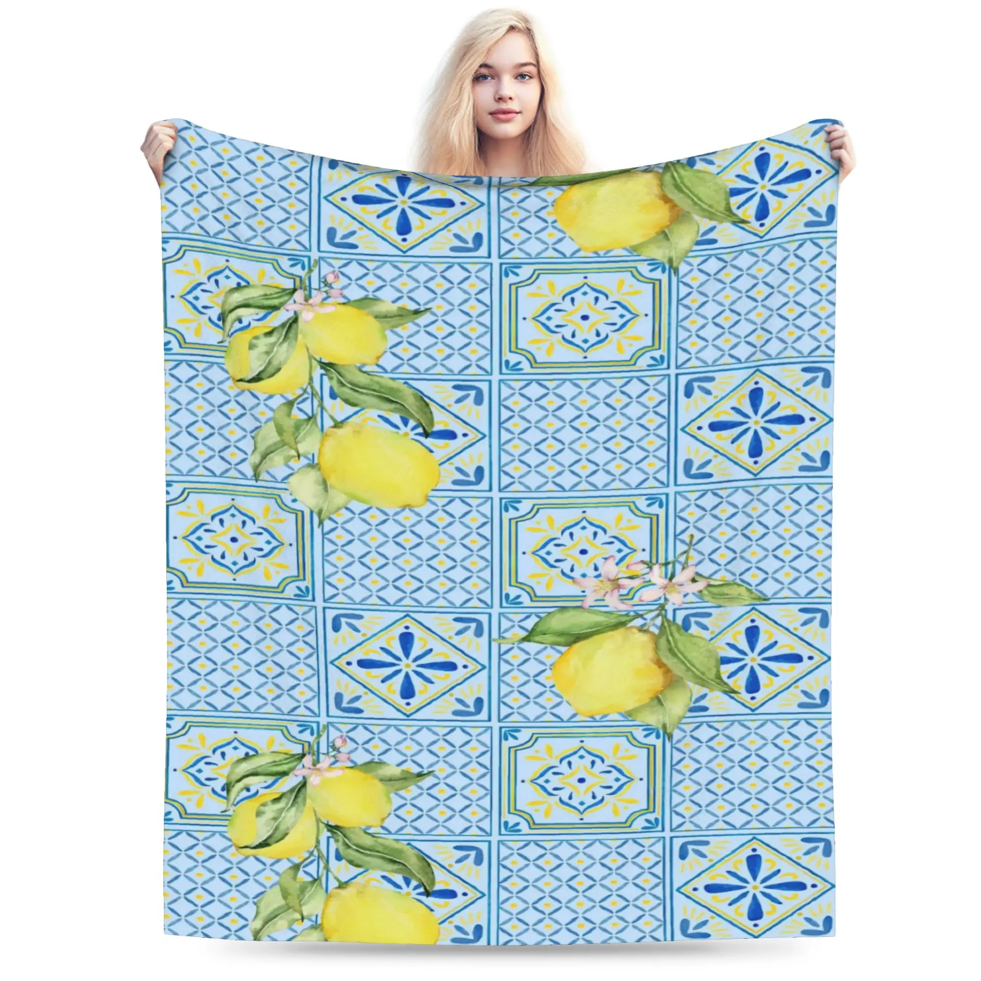 Lemon Sicily Rectangle Blankets Soft Velvet Cozy Gifts  Throw Blankets Rug Piece