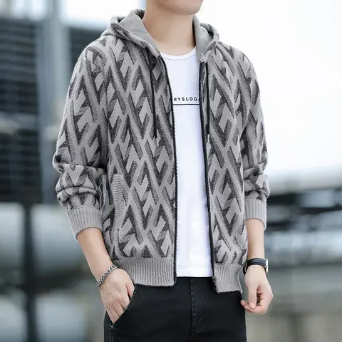 남성용 두꺼운 하이 퀄리티 스웨터 재킷, 따뜻한 패션 니트 카디건 스웨터 코트, 가을 겨울, 2024 신상 Best5