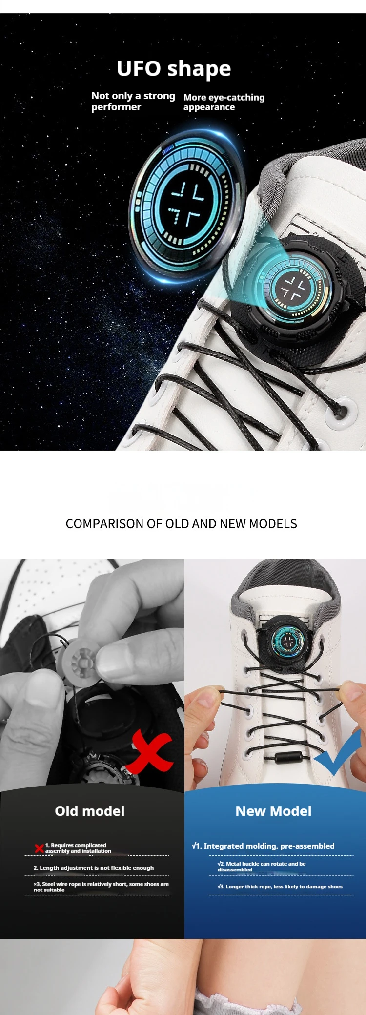 Automatische Schnürsenkel ohne Binden, Schnellverschluss-Schnürsenkel für Sneaker, Schnürsenkel ohne Binden für Erwachsene und Kinder, dicke Schnürsenkel aus Seil, 1 Paar/2 Paar – Detail 4