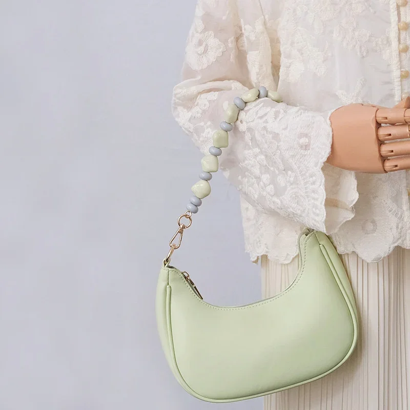 New Woman Bag Strap Accessory Vintage Amber Acrylic Resin Beads Parts Luxury Handcrafted Wristband Women Cute Bag Handle Chain