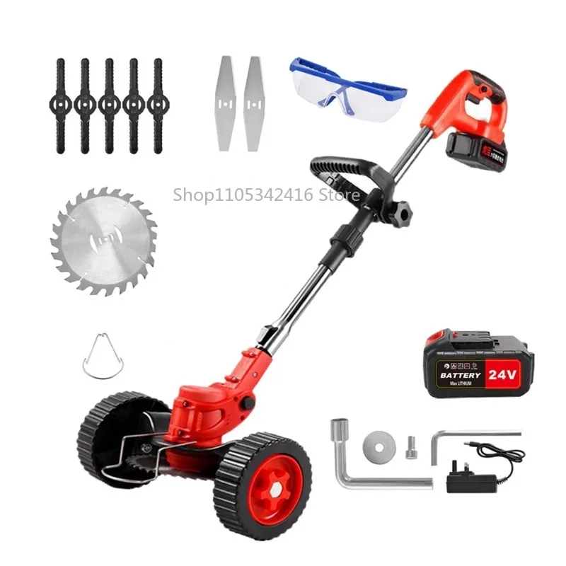 Portable Cordless Electric Lawn Mower, Rechargeable Handheld Garden Shrub Pruner, Foldable & Length Adjustable