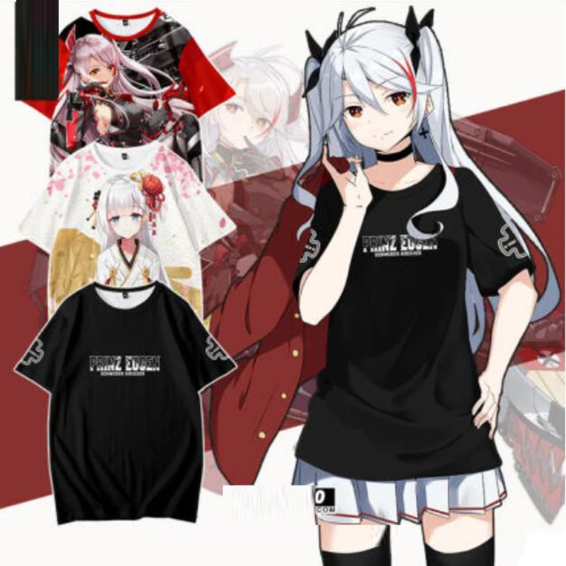 เกม Azur Lane 3D T เสื้อผู้ชายผู้หญิงผู้ชาย Harajuku แขนสั้นตลกเสื้อยืดกราฟิก Tees เสื้อผ้าคอสเพลย์เครื่องแต่งกาย