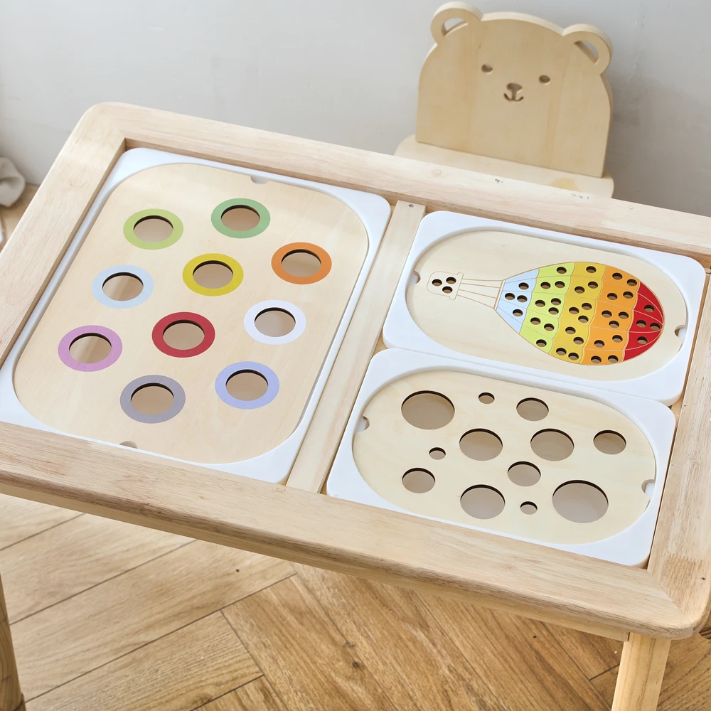 Children's Sensory Tray Table Color Hairball Game Wooden Tile Montessori Early Education Toys Kids Toys Educational Accessories