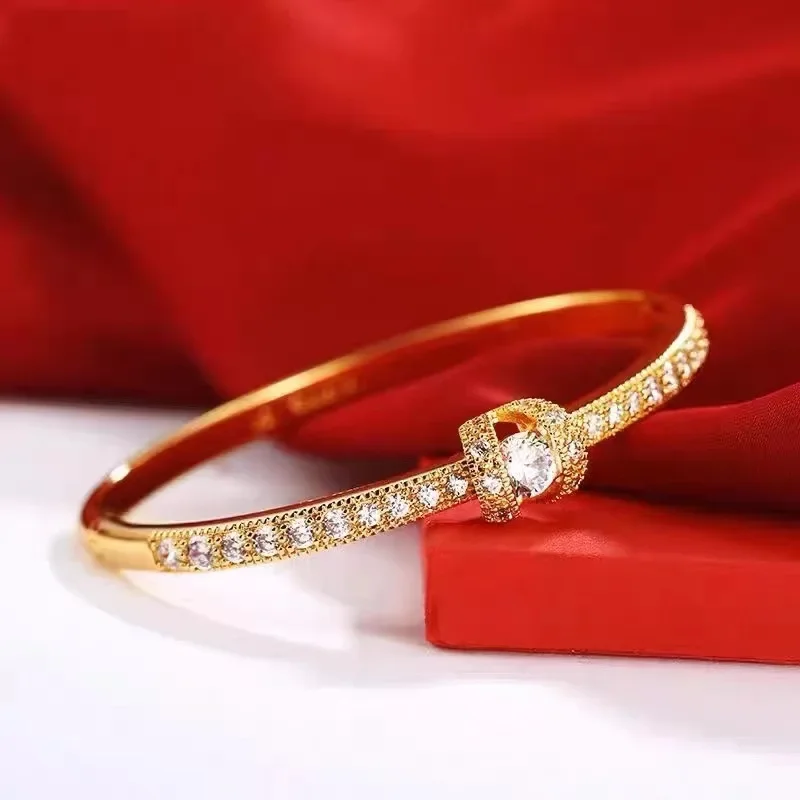 

Womens 18K gold bracelet with diamond personalized buckle bracelet AU750 bracelet comes with 24K certificate