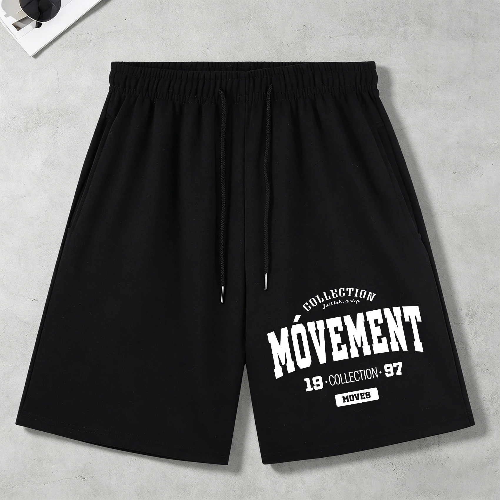 

Collection Movement Moves Printing Pocket Mens Pants Summer Soft Casual Fashion Black Sport Shorts Unisex Retro Wide-Leg Pants