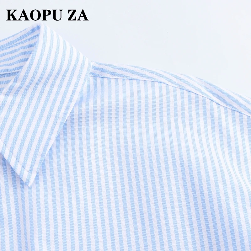 Kaopu Za 2024 Nieuwe Dames Revers Gestreept Single-Breasted Shirt Basics Trend Dames Top Zomerkleding