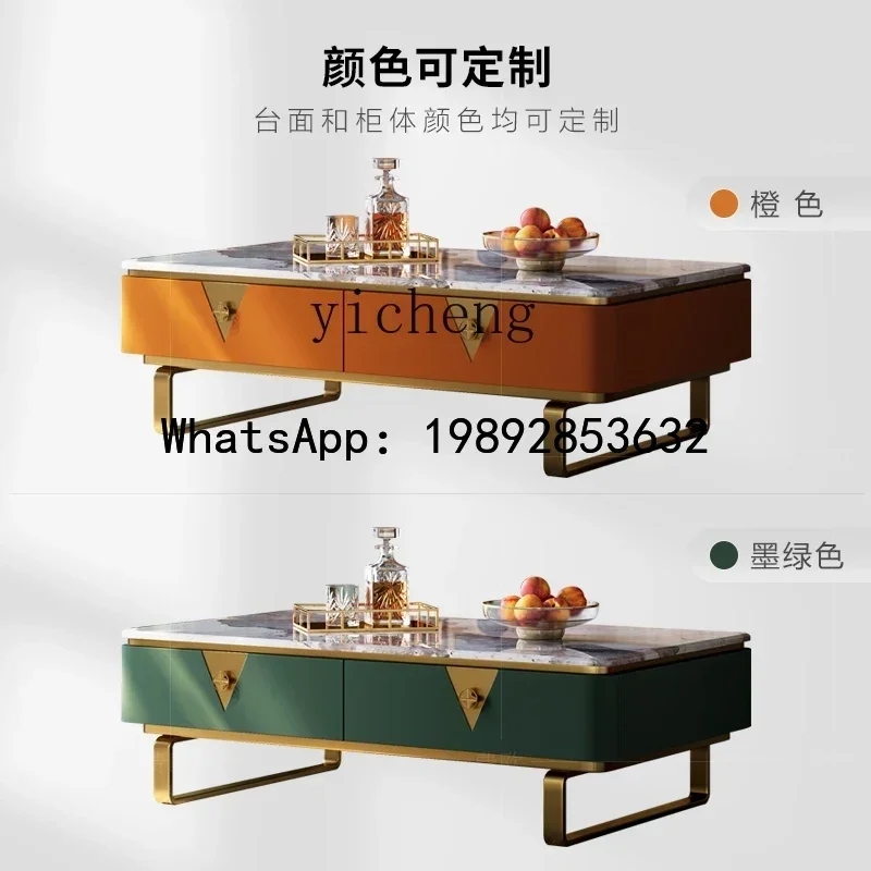 

light luxury coffee table TV cabinet modern living room furniture square marble