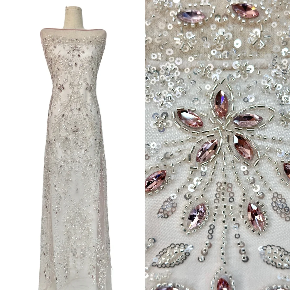 

2026 Africa Groom Beaded Lace Fabric 5 Yards High Quality French Sequins Lace Fabric for Bridal Wedding Evening Dress Sewing