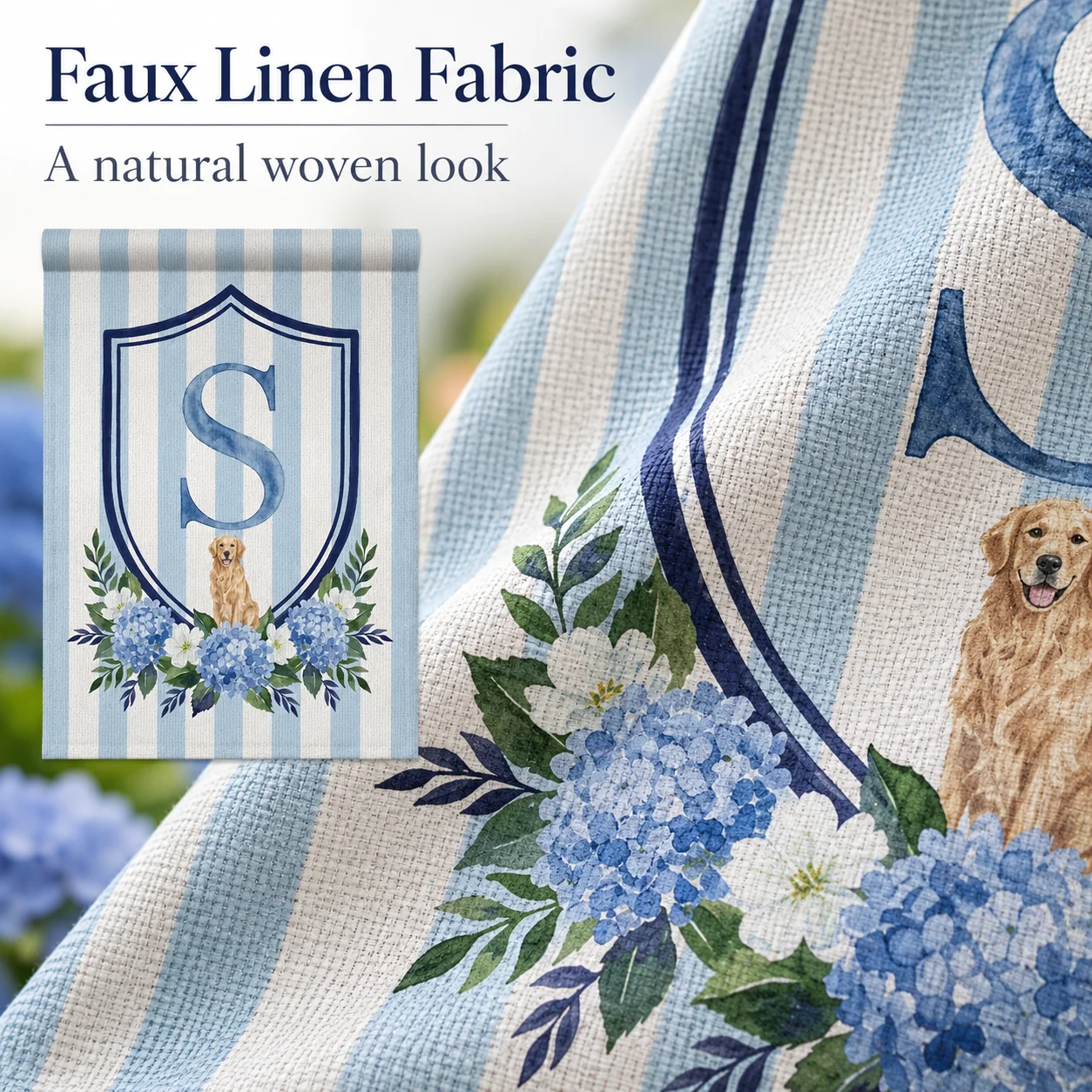 Garden Flag Personalized Monogram Letter S Blue Hydrangea Faux Burlap Yard Flag Double Sided 12x18 Inch Outdoor Porch Decor Flag