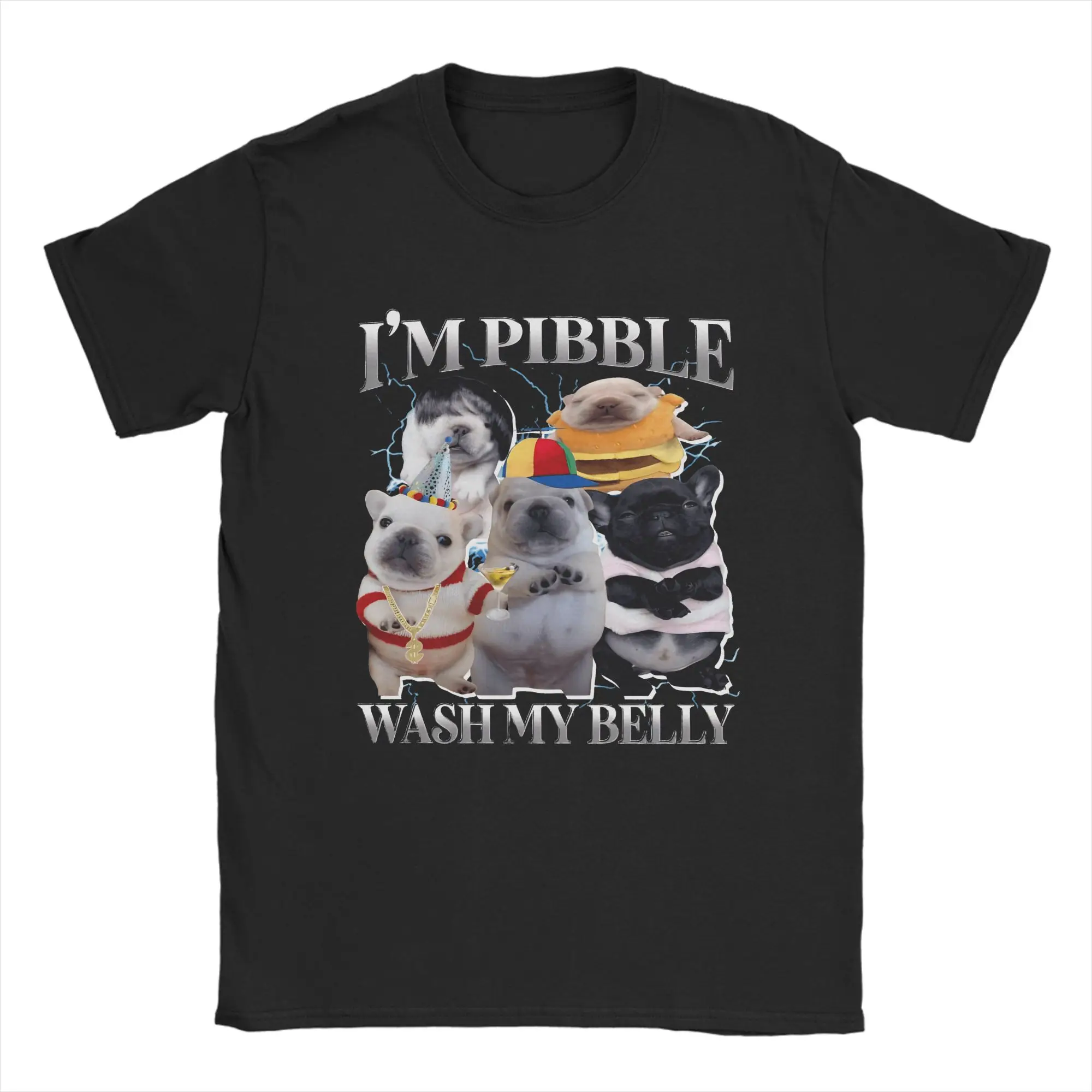 مضحك Pibble الكلب ميمي Brainrot غسل بلدي البطن تي شيرت الشاطئ القطن تي شيرت الكبار العصرية تصميم التي شيرت قصيرة الأكمام الملابس الأساسية