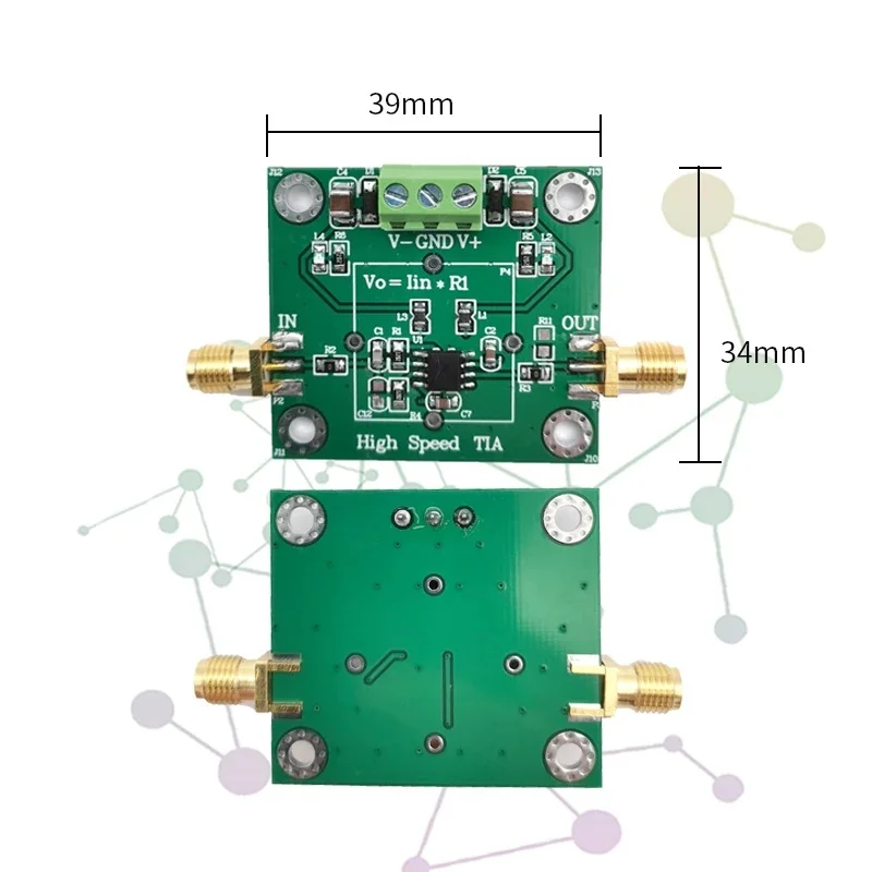 OPA657 JFET High-Speed Transimpedance (TIA) I-V Amplifier Module, High-Speed Photoelectric Detection for APD & PIN Photodiodes