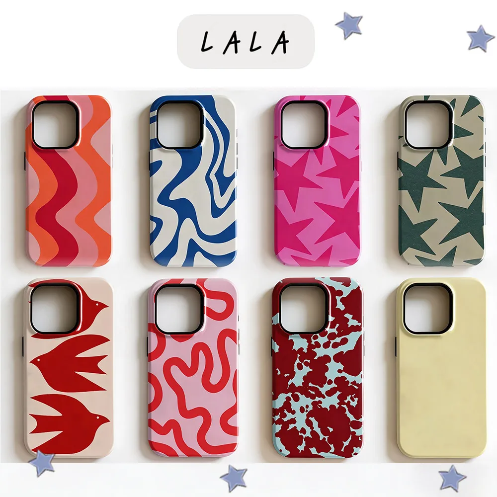 LALA Fashion Vintage Large Stars Phone Case for Samsung Galaxy S20 S23 S24 S25 S26 FE Plus Ultra Edge 4G 5G Luxury Double-layer