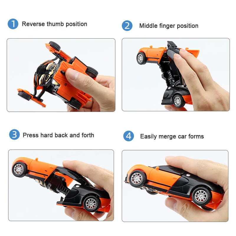 Kids Toys One-key Deformation Car  Automatic Transform Robot Diecasts Toy Funny Mini 2 In 1 Plastic Model Car Amazing Gifts Boys