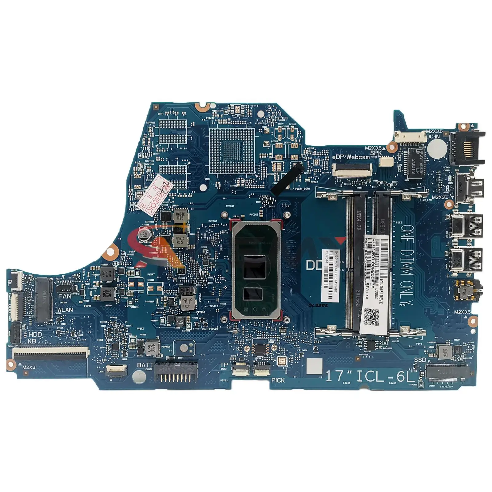 Motherboard Notebook Motherboard untuk HP 17-BY L87450-601 L87451-601 L87453-601 Laptop Mainboard CPU i3 i5 i7 10th Gen