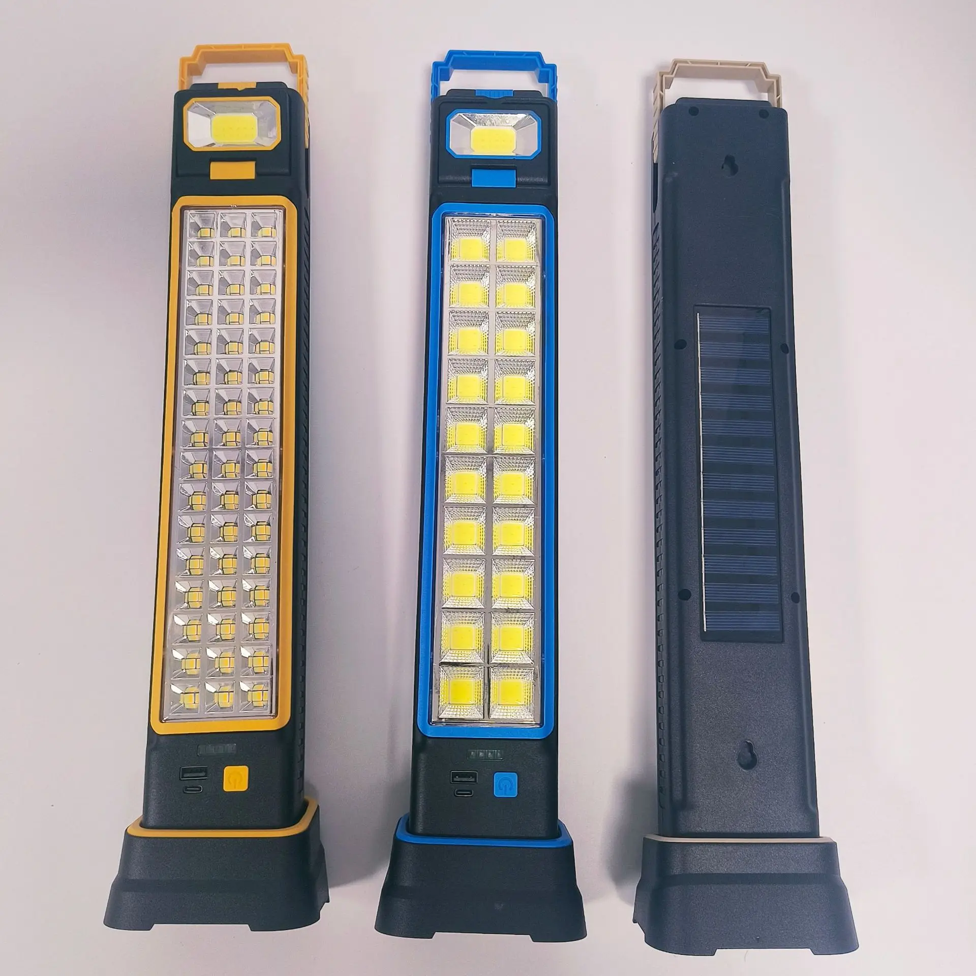 COB SMD LED Solar Work Light 3*1200mA USB-C Rechargeable Magnetic Worklight Flashlight 6Mode Camping Emergency Torch Powerbank