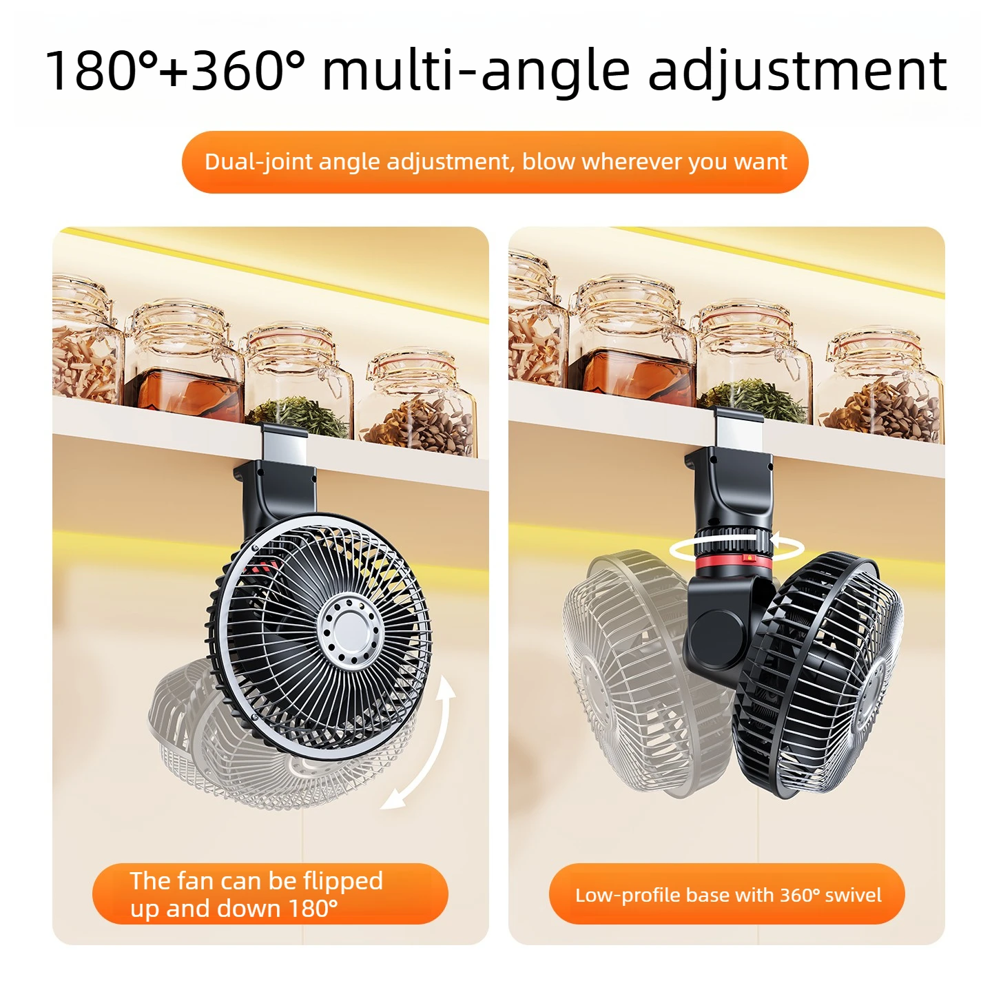 Eary Portable Clip On Fan for Kitchen 3000mAh USB Rechargeable Personal Cooling Fans With Remote Control 3 Speeds Wind Quiet Fan