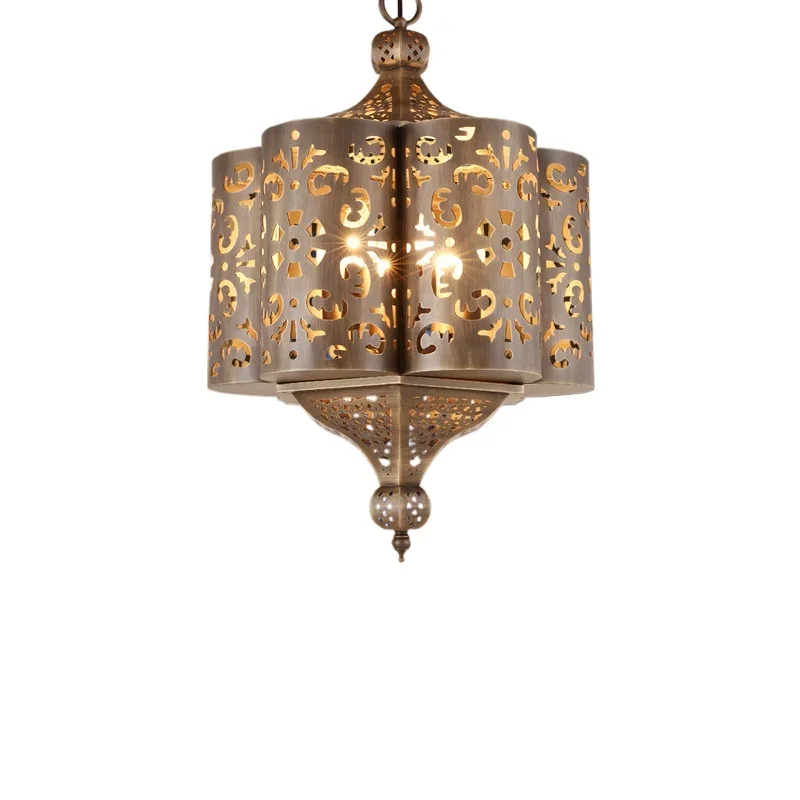 

LED copper lamps American hotel bar chandelier bedroom lamp balcony lamp retro hollow