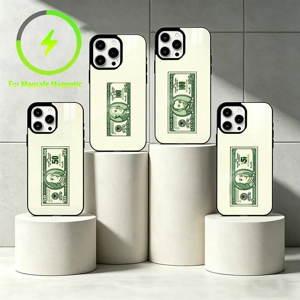 

Q-Q version vector banknote Phone Case For iPhone 17 16 15 14 13 12 Pro Max Plus for Mirror Wireless Magnetic Cover