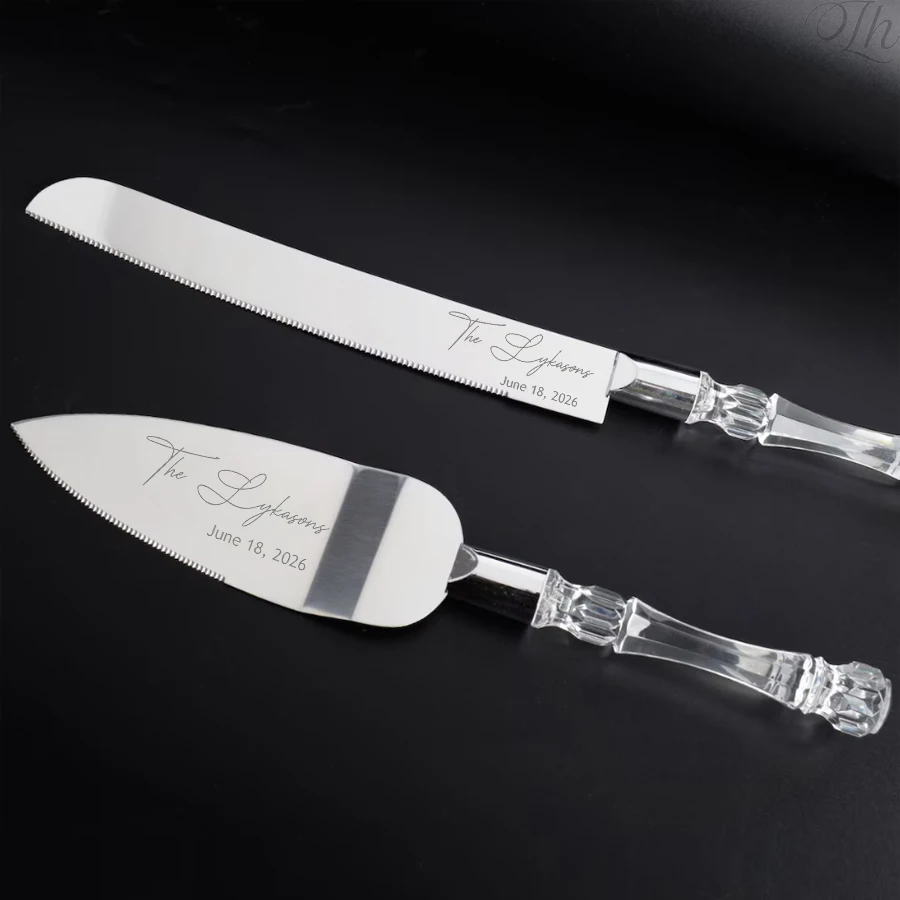 

Silver Cake Cutting Knife Set Wedding Personalized Cake Knife for Wedding Gifts, Wedding Anniversary Gift, Bridal Shower Gifts