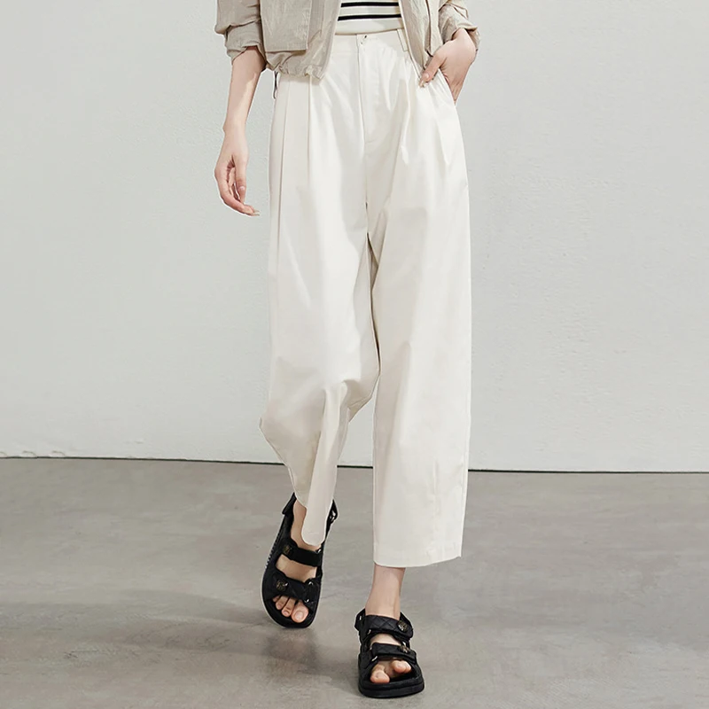 

Women Carrot Pants Office Lady Japanese Style Cropped Pants New Style Summer Elastic High Waist Casual Loose Trousers Capris
