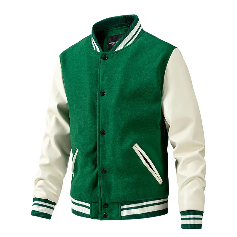 Men's autumn and winter youth American baseball jacket casual men's solid color fashionable high-quality men's clothing