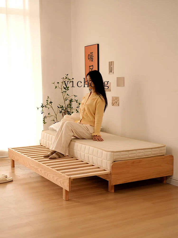 YFY  telescopic bed, all solid wood sofa bed, push-pull small apartment without bedside suspension pull-out bed