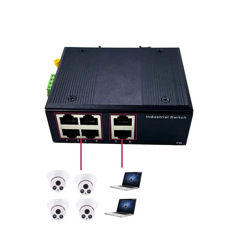 Standard protocol 802.3AF/AT  48V POE OUT/48V poe switch 100 mbps 4port POE with 2port 100M UPLINK industrial switch