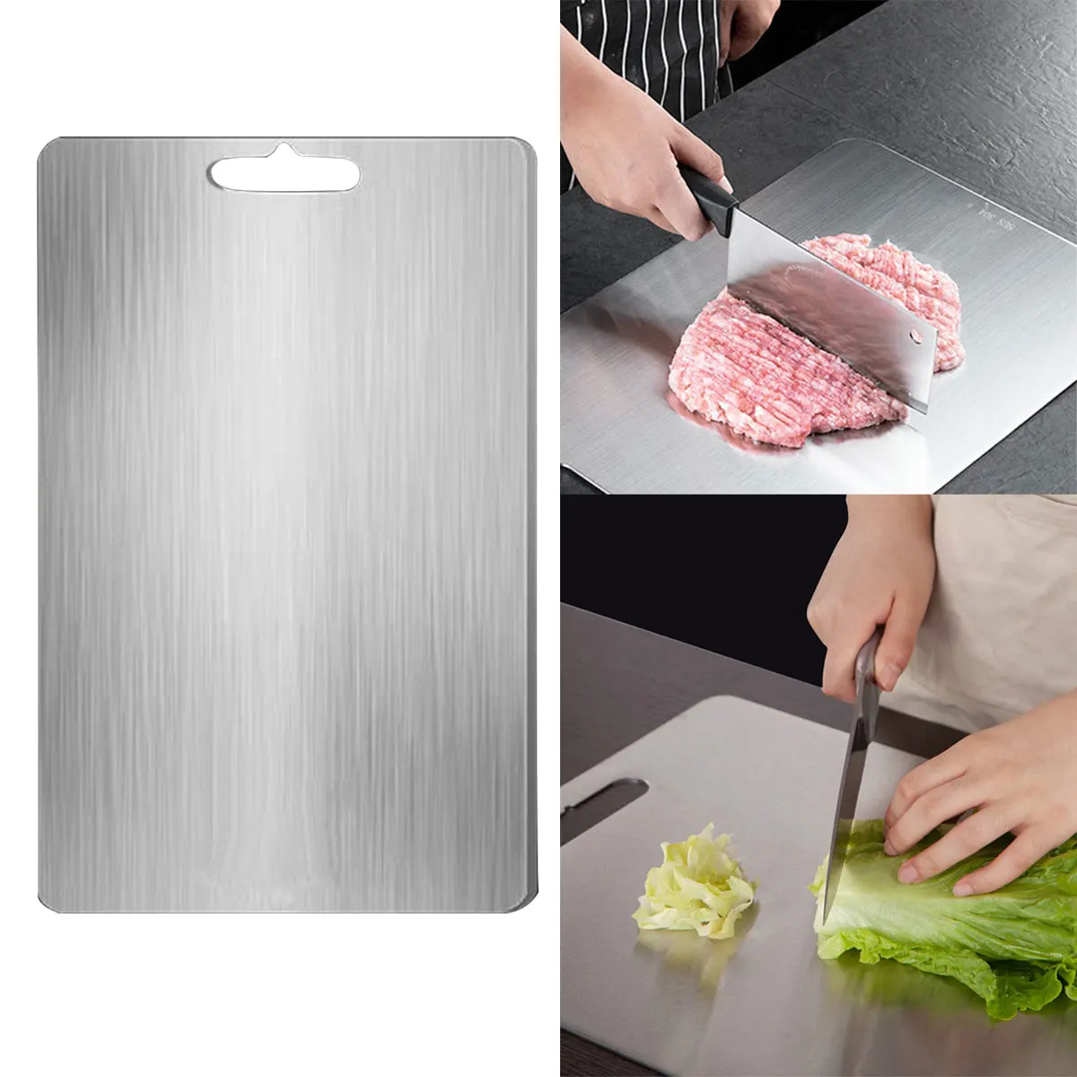 

Durable Stainless Steel Kitchen Cutting Board Rustproof Heavy Duty Kneading Boards for Resturant Chopper Table,Meat Cheese Fruit