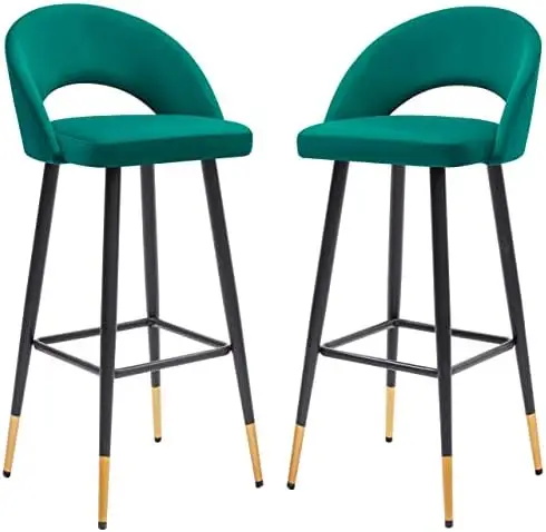 

Stools Set of 2, Velvet stools with Back, 26 Inch Counter Height Stools for Kitchen Bedroom, Island Chairs with High Performan