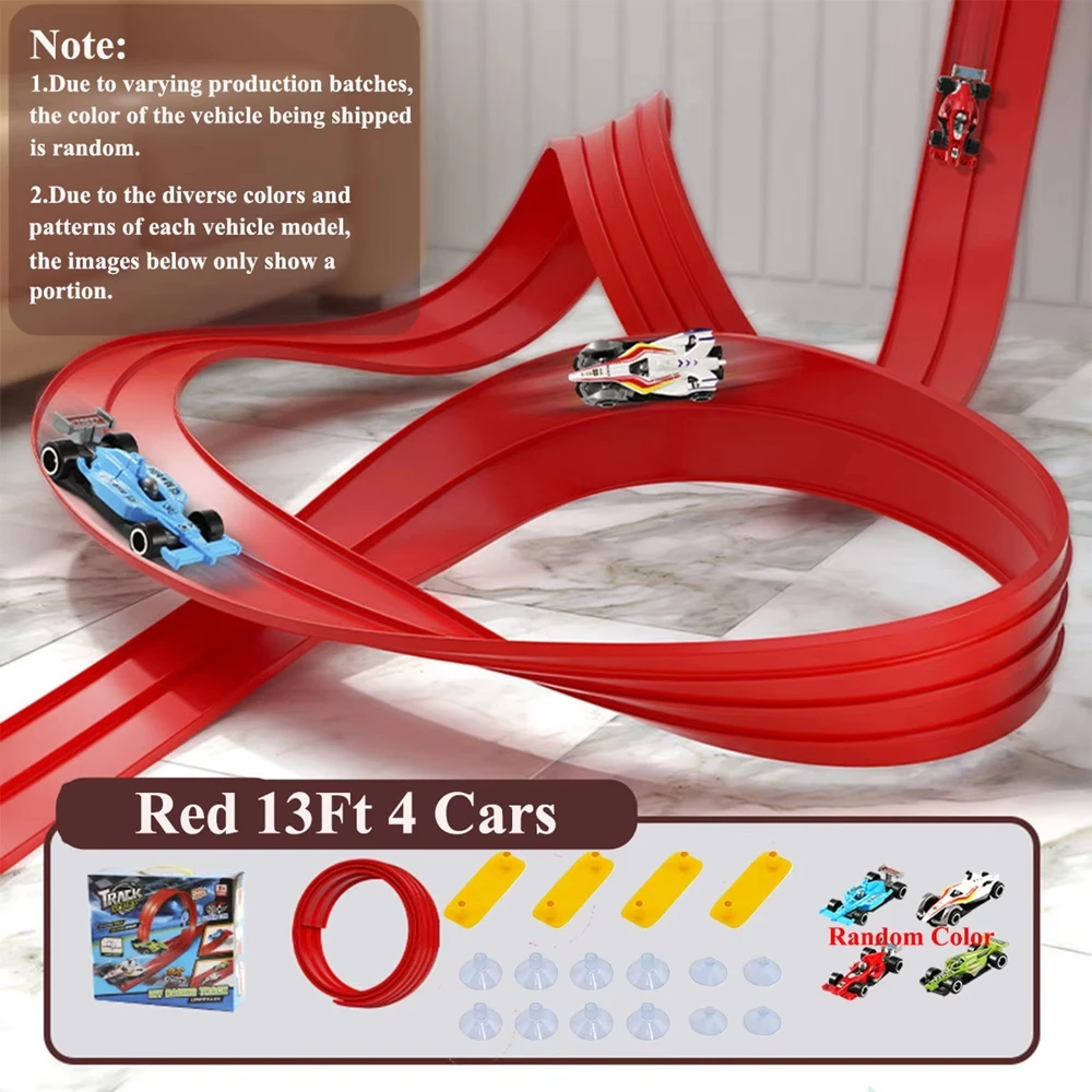 

Flexible Track Toy & Miniature Car Portable Rolls Up DIY Competitive Rail Vehicle Game Educational Gift for Children Christmas