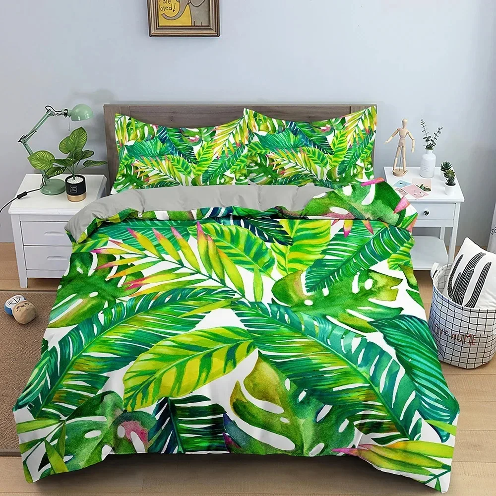 

Tropical Plant Leaves Luxury Cozy Comfortable Duvet Quilt Cover Pillowcase Bedding Set Children Bedroom Decoration Home Textile