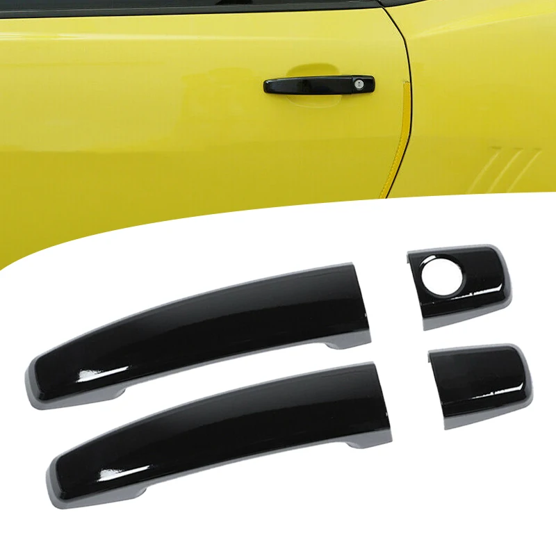 

1 Pair Car Exterior Left Right Side Door Handle Cover Trim Cap Set Fit for Chevrolet Camaro 2010-2012 2013 2014 2015 Black ABS